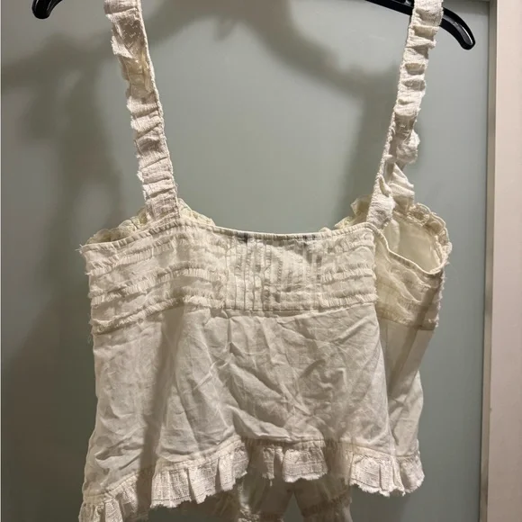Zara Ivory Ruffle Button Tank Top - Picture 5 of 5